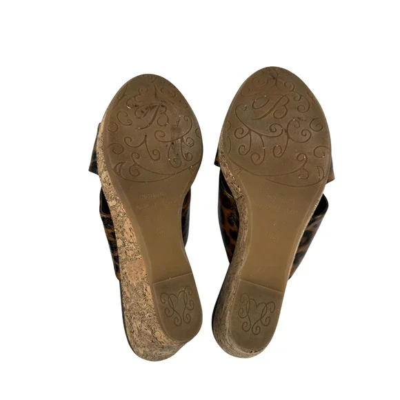 Brighton Summer Leopard Print Wedge Sandals Women's Size 9M Italy Silver - Picture 9 of 12